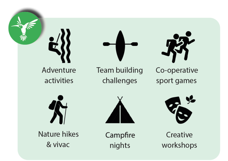 Actividadades Adventure Camp Alto Tajo: team building, cooperative sport games, nature hikes and vivac, campfire nights, creative workshops